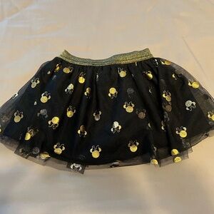 Disney Black Mesh Skirt with Gold Minnie Mouse heads 2T